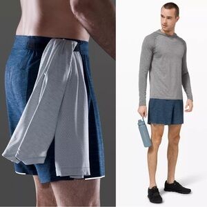 Lululemon Surge Linerless 6” Inseam Active Shorts in Heather Blue Size Medium